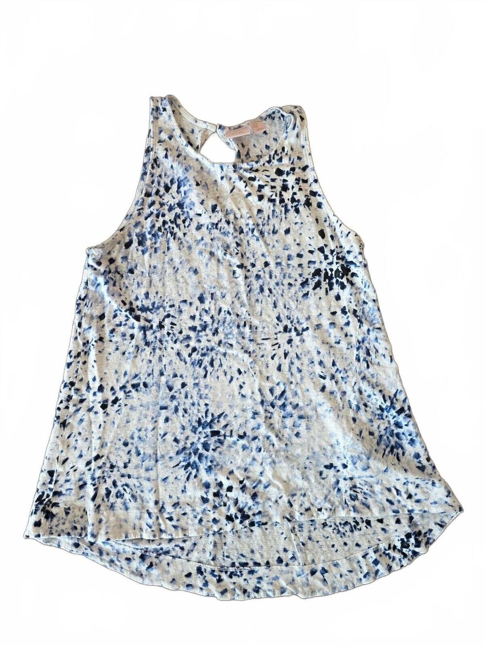 St Tropez West Womens Linen Top Sleeveless Blouse Blue White Blouse Tropical med